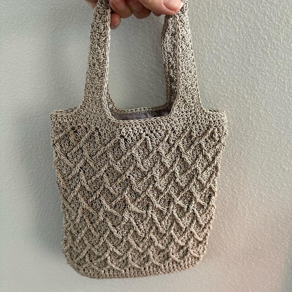 Beige Crochet Hand Bag
